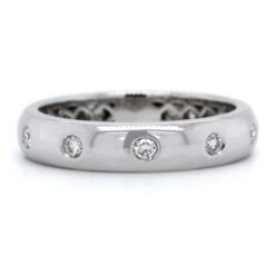 18K White Gold Burnish Set Diamond Band