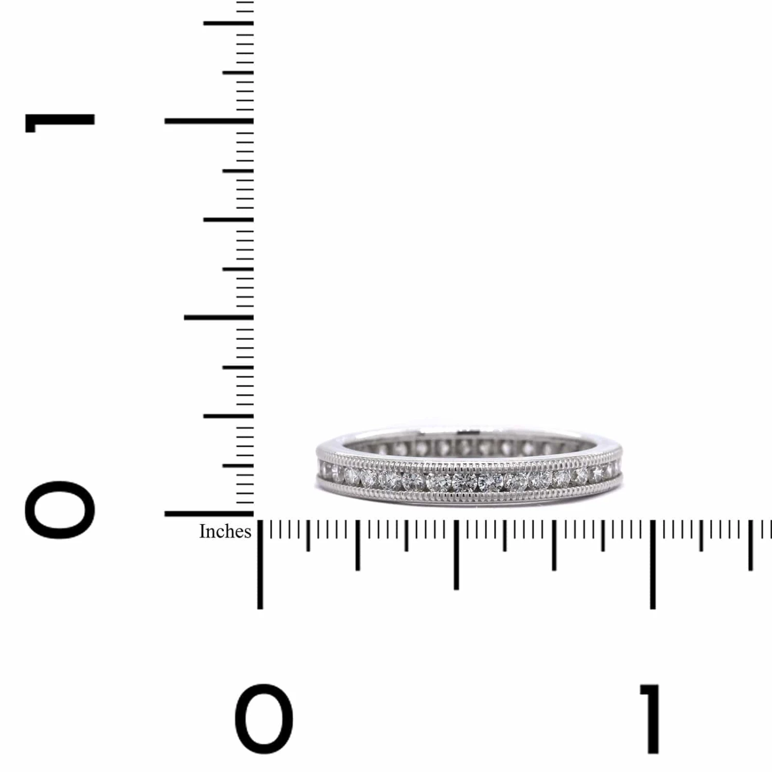 18K White Gold Milgrain Channel Set Diamond Band 5 18K White Gold Milgrain Channel Set Diamond Band - Image 3