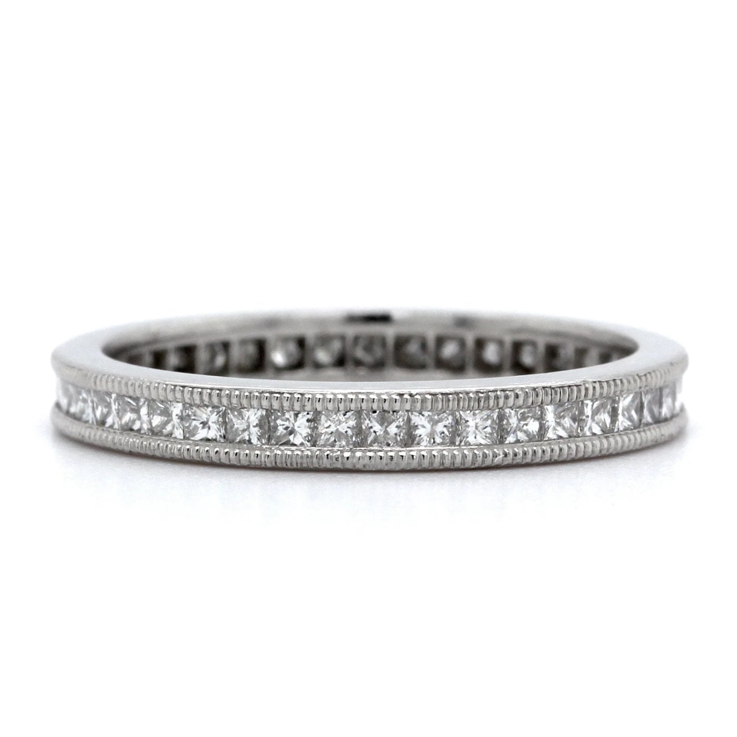 Platinum Channel Set Princess Diamond With Milgrain Eternity Band 3 Platinum Channel Set Princess Diamond With Milgrain Eternity Band