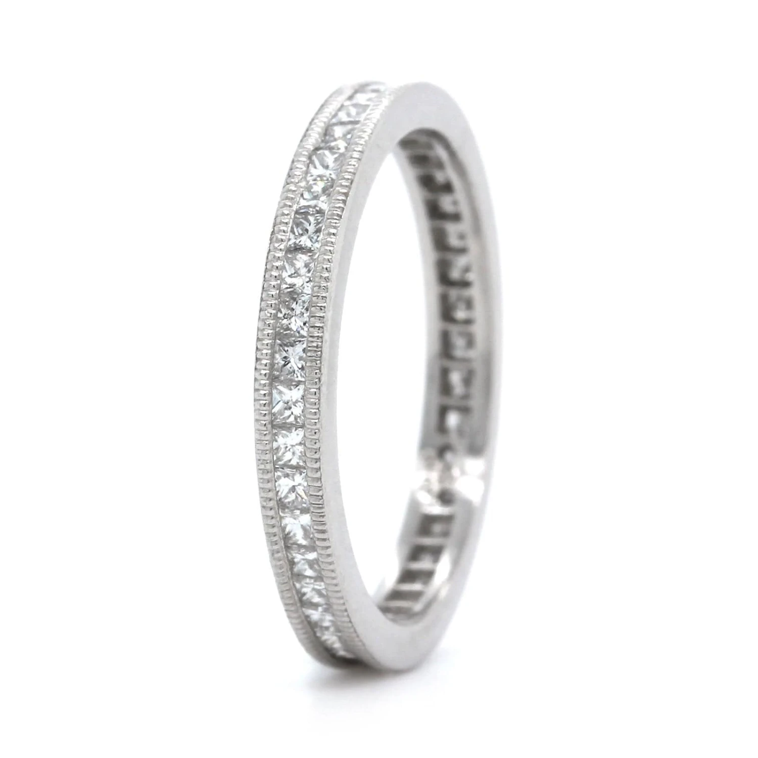 Platinum Channel Set Princess Diamond With Milgrain Eternity Band 4 Platinum Channel Set Princess Diamond With Milgrain Eternity Band - Image 2