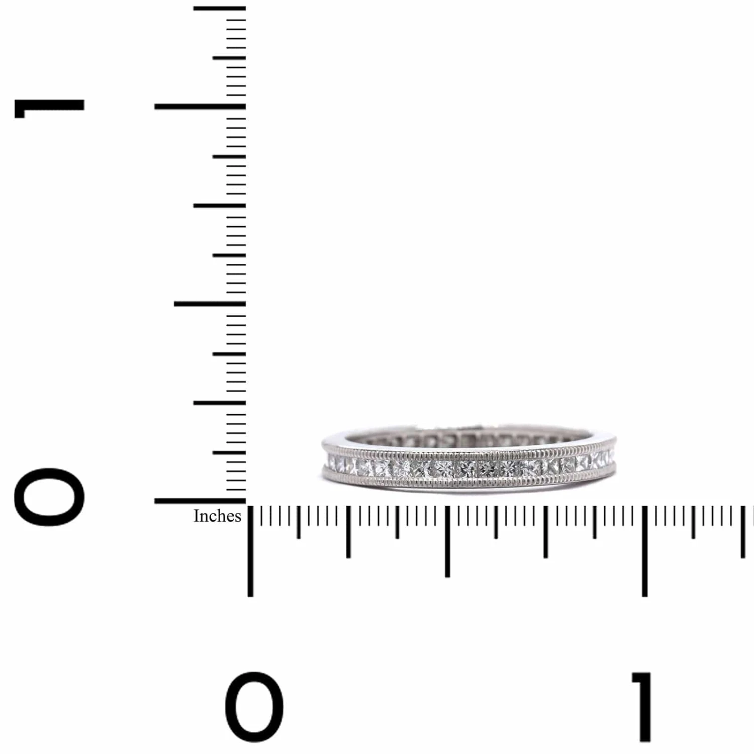 Platinum Channel Set Princess Diamond With Milgrain Eternity Band 5 Platinum Channel Set Princess Diamond With Milgrain Eternity Band - Image 3