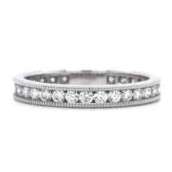 Platinum Channel Set Diamond With Milgrain Eternity Band
