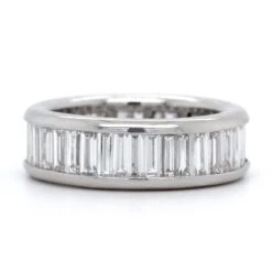 Platinum Channel Set Baguette Diamond Eternity Band