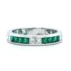 18K White Gold Channel Set Diamond And Emerald Eternity Band -Luxe Rings Shop DETE0289
