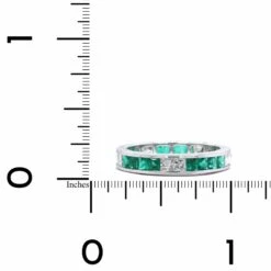 18K White Gold Channel Set Diamond And Emerald Eternity Band -Luxe Rings Shop DETE0289B