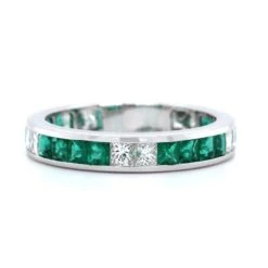 18K White Gold Channel Set Diamond And Emerald Eternity Band -Luxe Rings Shop DETE0289 e0a49655 f381 4a76 9290 fb5bf5184f13
