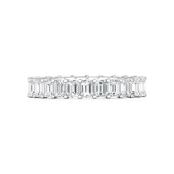 Platinum Emerald Cut Diamond Shared Prong Eternity Band