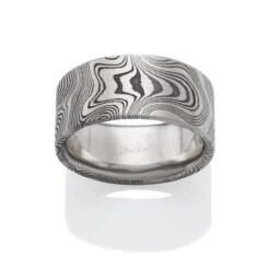 Damascus Steel Nebula Wedding Band