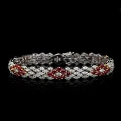 18K Two-tone Gold Estate Ruby And Diamond Bracelet