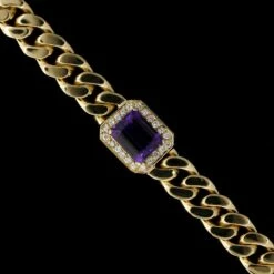 18K Yellow Gold Estate Amethyst And Diamond Bracelet -Luxe Rings Shop ESBR5373B