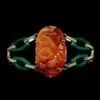 Vintage Walter Lampl 14K Yellow Gold Estate, Carnelian And Dyed Green Chalcedony Bracelet -Luxe Rings Shop ESBR5490A
