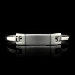 Tiffany & Co. Sterling Estate Silver Modern Rectangle ID Bangle Bracelet