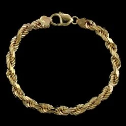 14K Yellow Gold Estate Diamond Cut Rope Bracelet