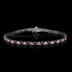 14K White Gold Estate Ruby And Diamond Bracelet