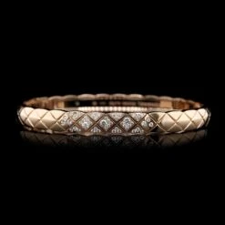 Chanel 18K Beige Gold Estate Diamond Coco Crush Bangle