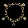 14K Yellow Gold Estate Gem-set Charm Bracelet -Luxe Rings Shop ESBR6390A