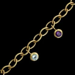 14K Yellow Gold Estate Gem-set Charm Bracelet -Luxe Rings Shop ESBR6390B