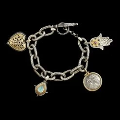 Gerochristo Sterling Silver And 18K Yellow Gold Estate Charm Bracelet