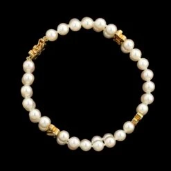 Mikimoto 18K Yellow Gold Estate Akoya Cultured Pearl And Diamond Bracelet