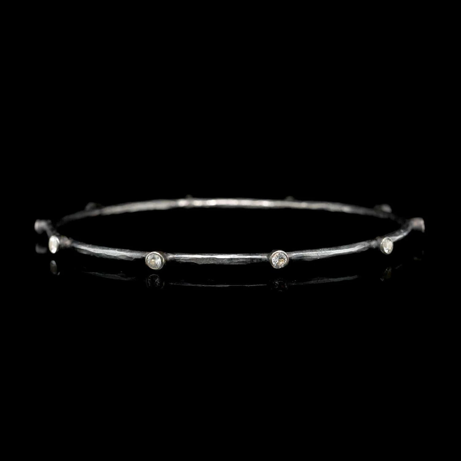 Lika Behar Oxidized Sterling Silver White Sapphire Bangle Bracelet 3 Lika Behar Oxidized Sterling Silver White Sapphire Bangle Bracelet