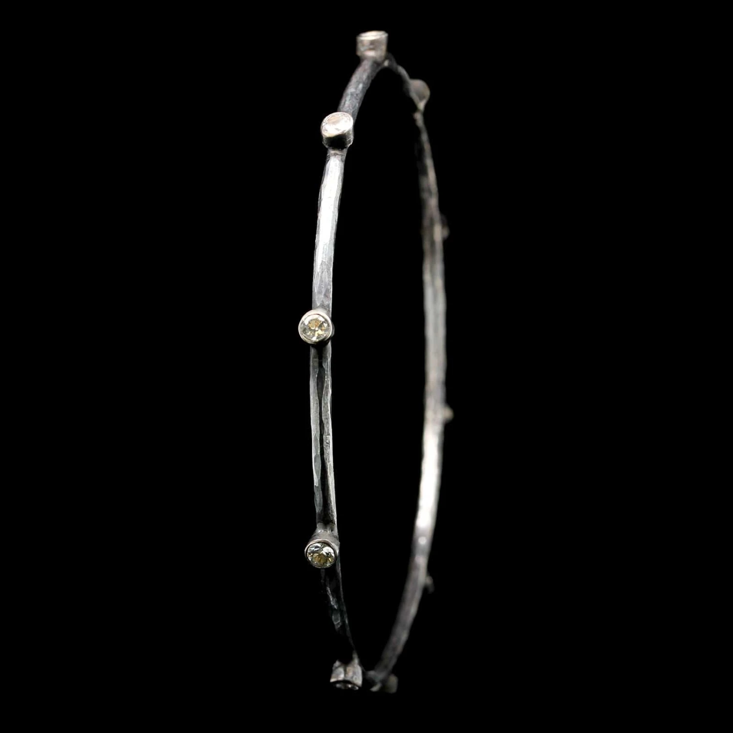 Lika Behar Oxidized Sterling Silver White Sapphire Bangle Bracelet 4 Lika Behar Oxidized Sterling Silver White Sapphire Bangle Bracelet - Image 2