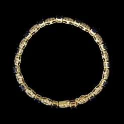 18K Yellow Gold Estate Sapphire And Diamond Bracelet