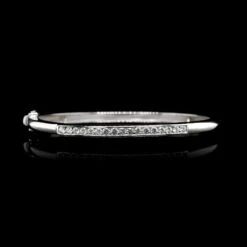 14K White Gold Estate Diamond Bangle