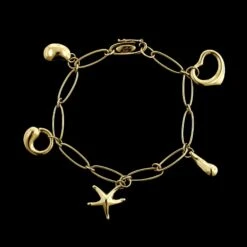 Tiffany & Co. Elsa Peretti 18K Yellow Gold Estate Charm Bracelet