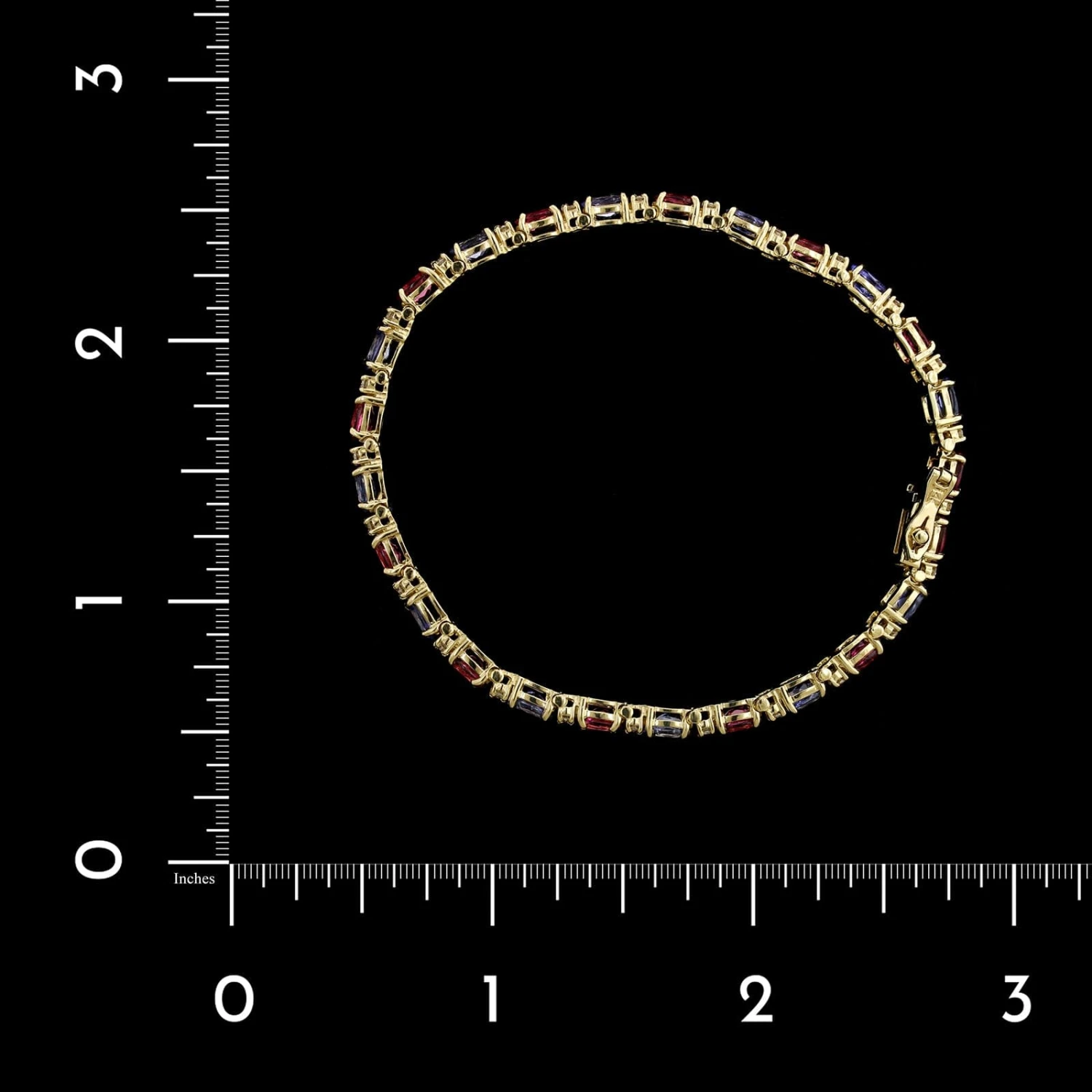 14K Yellow Gold Estate Gem-set And Diamond Bracelet 4 14K Yellow Gold Estate Gem-set And Diamond Bracelet - Image 2