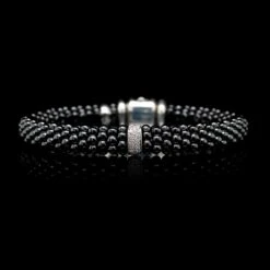 Lagos Sterling Silver Estate Black Ceramic And Diamond Caviar Bracelet