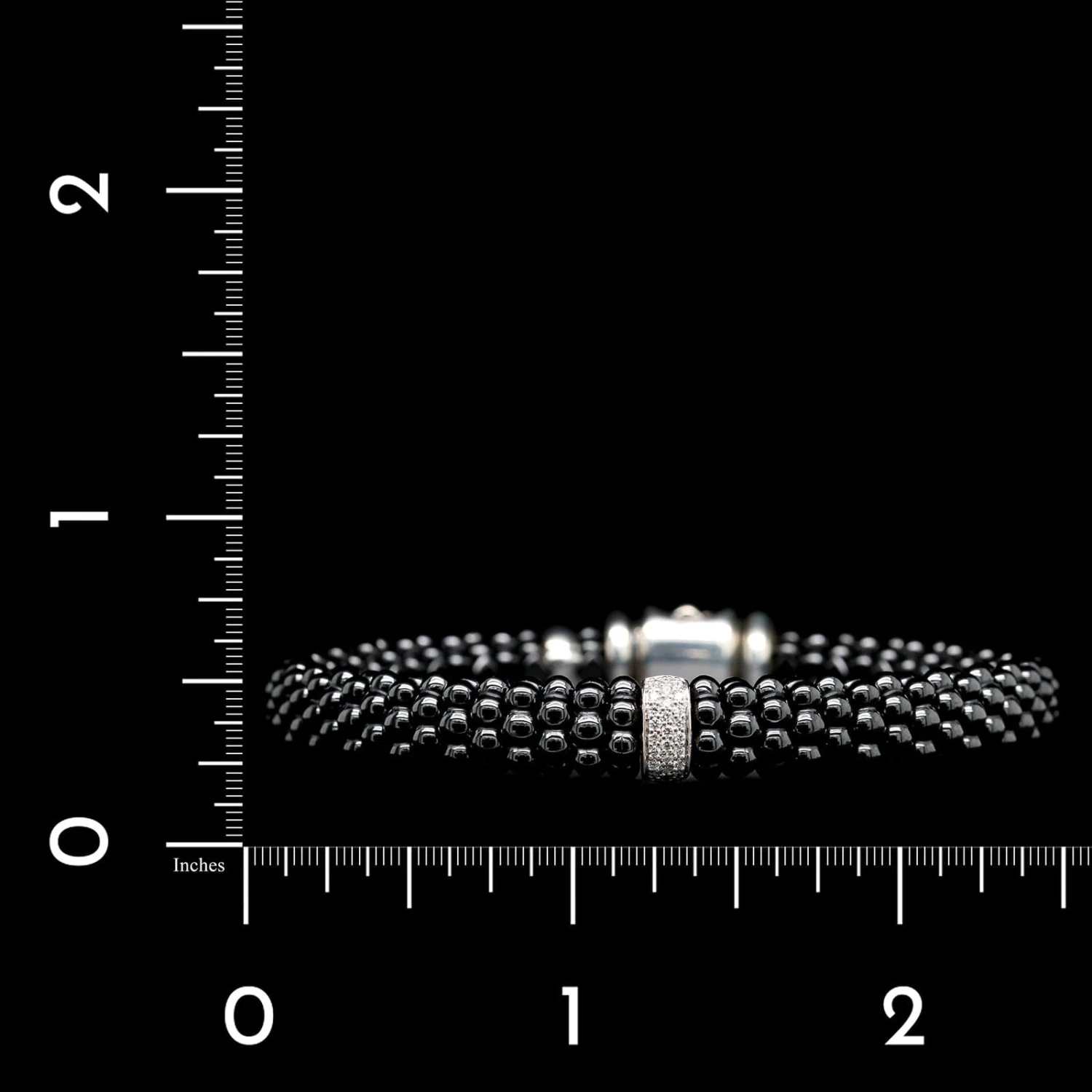 Lagos Sterling Silver Estate Black Ceramic And Diamond Caviar Bracelet 5 Lagos Sterling Silver Estate Black Ceramic And Diamond Caviar Bracelet - Image 3