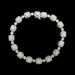 14K White Gold Estate Diamond Cluster Bracelet