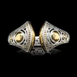 John Hardy Sterling Silver And 22K Yellow Gold Estate Dot Cuff Bracelet