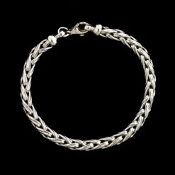 14K White Gold Estate Wheat Link Bracelet