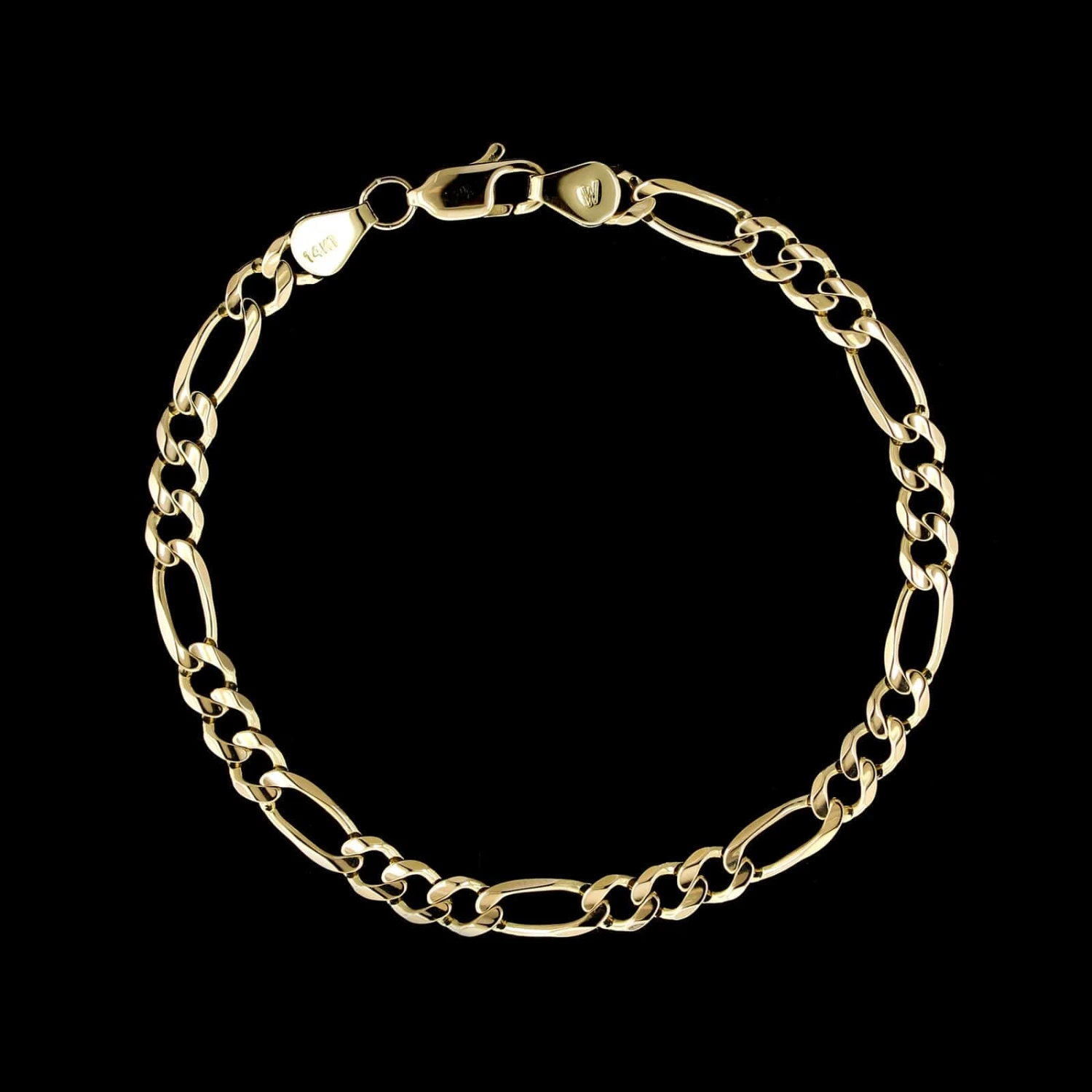 14K Yellow Gold Estate Figaro Bracelet 3 14K Yellow Gold Estate Figaro Bracelet