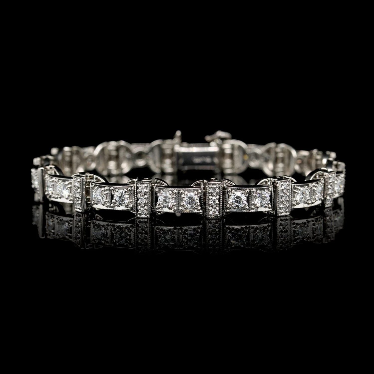 Jabel 18K White Gold Estate Diamond Bracelet 3 Jabel 18K White Gold Estate Diamond Bracelet