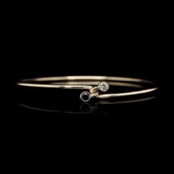 Tiffany & Co. 14K Yellow Gold Estate Sapphire And Diamond Bangle