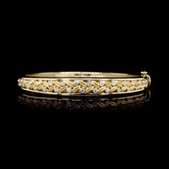 Mark Patterson 18K Yellow Gold And Platinum Estate Diamond Bangle