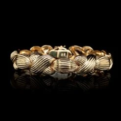 14K Yellow Gold Estate Ribbed Link Bracelet