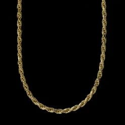 14K Yellow Gold Estate Diamond Cut Rope Chain