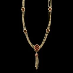 19K Yellow Gold Estate Enamel Tassel Reversible Necklace