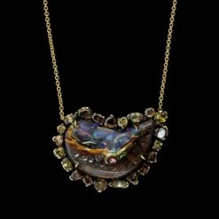 Kimberly McDonald 18K Yellow Gold Estate Opal And Diamond Necklace