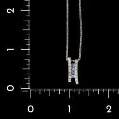 14K White Gold Estate Sapphire Diamond Pendant Necklace -Luxe Rings Shop ESNK6933D