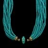 14K Yellow Gold Estate Turquoise Torsade Necklace -Luxe Rings Shop ESNK7122A