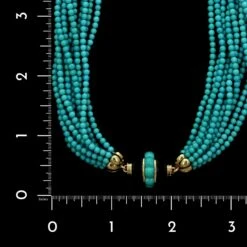 14K Yellow Gold Estate Turquoise Torsade Necklace -Luxe Rings Shop ESNK7122C