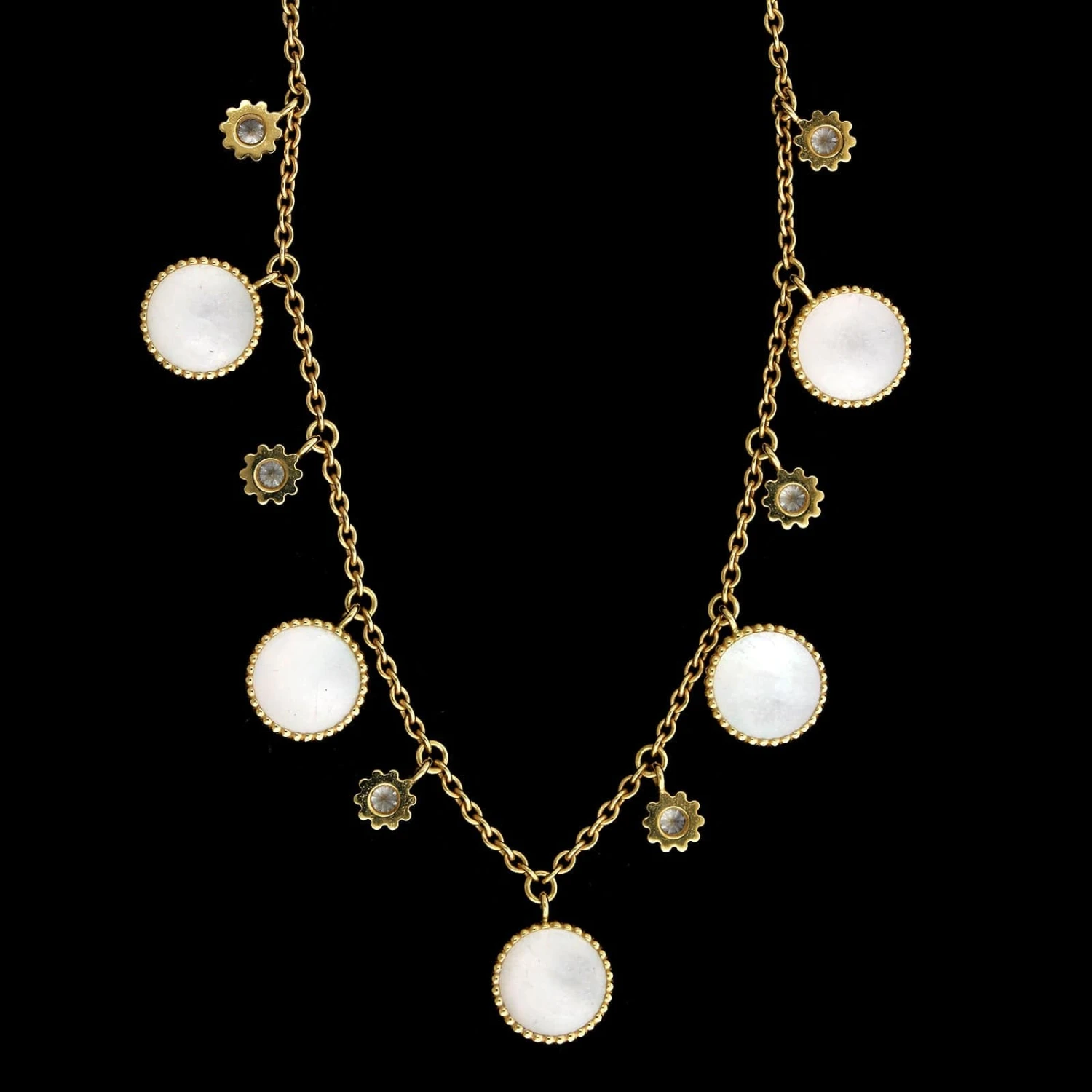 Dior 18K Yellow Gold Estate Mother Of Pearl And Diamond 'Rose Des Vents' Necklace 4 Dior 18K Yellow Gold Estate Mother Of Pearl And Diamond 'Rose Des Vents' Necklace - Image 2