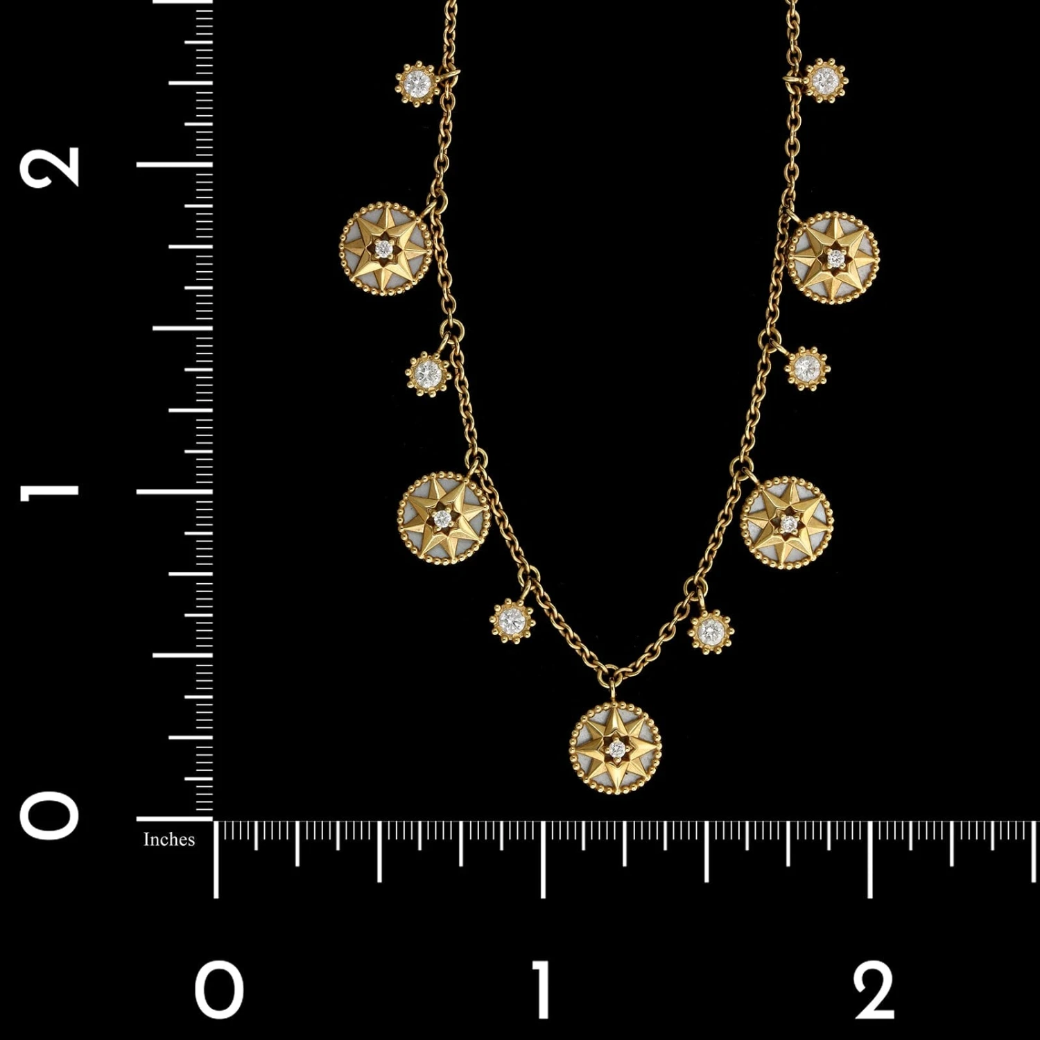 Dior 18K Yellow Gold Estate Mother Of Pearl And Diamond 'Rose Des Vents' Necklace 6 Dior 18K Yellow Gold Estate Mother Of Pearl And Diamond 'Rose Des Vents' Necklace - Image 4