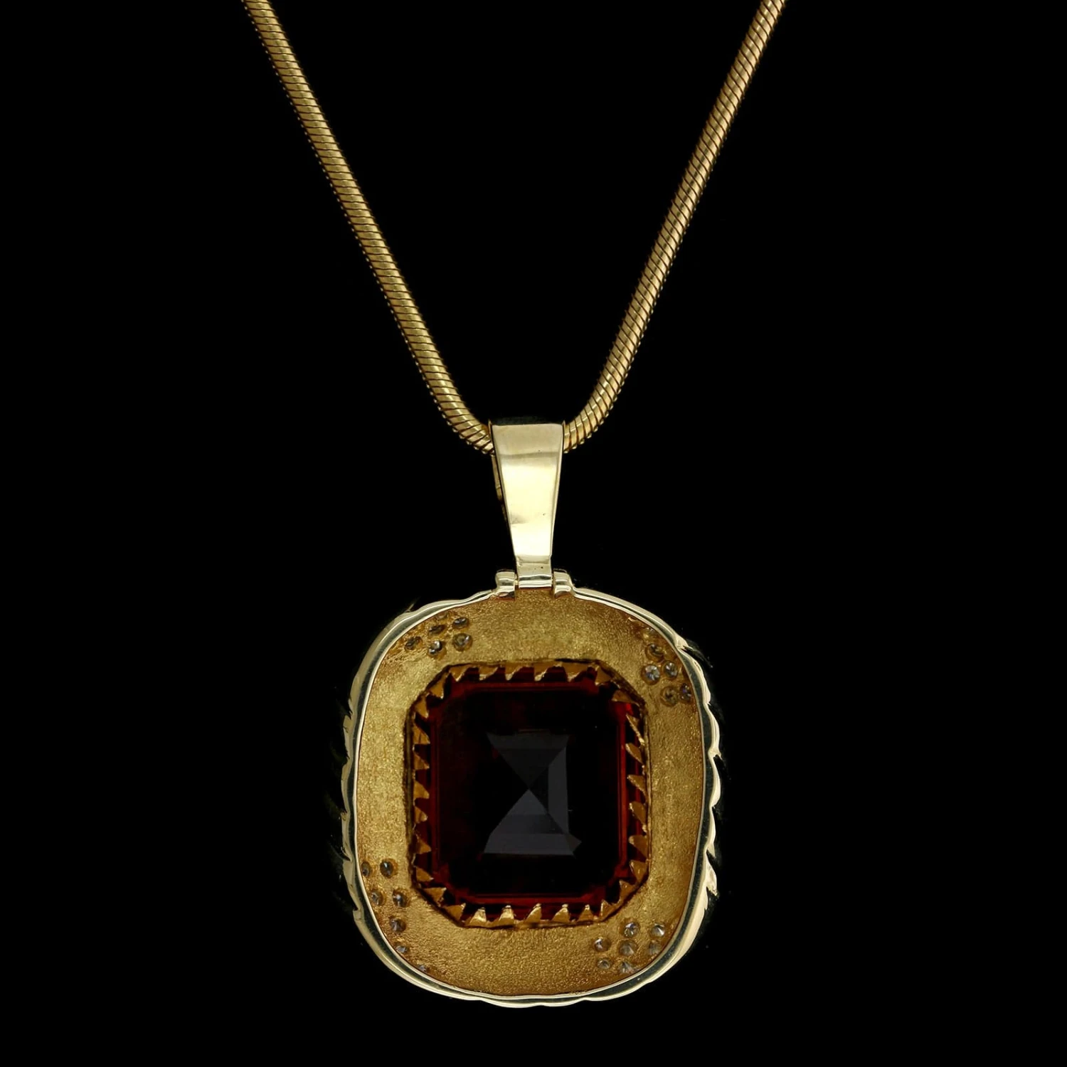 14K Yellow Gold Estate Citrine And Diamond Pendant 4 14K Yellow Gold Estate Citrine And Diamond Pendant - Image 2