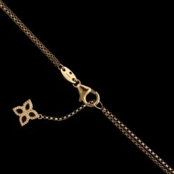 Roberto Coin 18K Rose Gold Estate Princess Flower Black Diamonds Pendant Necklace -Luxe Rings Shop ESNK7896C