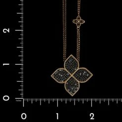 Roberto Coin 18K Rose Gold Estate Princess Flower Black Diamonds Pendant Necklace -Luxe Rings Shop ESNK7896D